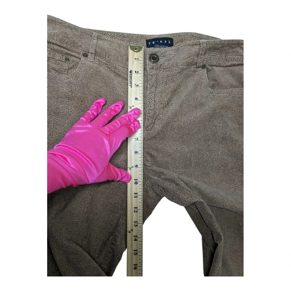 Tribal Womens Animal Print Brown Dotted Straight Leg Corduroy Pants Caramel 10 - Picture 12 of 13